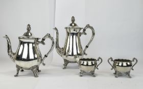 20th Century Silver Plated Heavy Duty 4 Piece Tea and Coffee Service, In Good Condition.