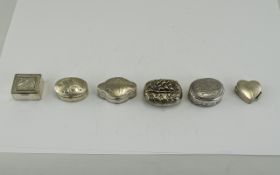 A Nice Collection of Vintage and Modern Silver Pill Boxes ( 6 ) In Total.