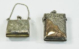 Edwardian Fine Silver and Rose Gold Overlay Vesta Case. Hallmark Birmingham 1902. Mint Condition. 1.