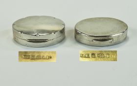 Elizabeth II Contemporary Oval Shaped Solid Silver Pill Boxes ( 2 ) In Total.