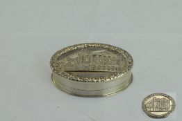 Elizabeth II Top Quality and Heavy Hinged Oval Shaped Pill Box with Gilt Interior,
