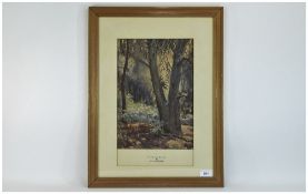 Framed Watercolour Titled In Harlow Woods Signed By S Vickerman, Monogrammed Bottom Left, 14 x 10