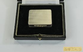 A Contemporary and Fine Quality Silver Engine Turned Pill Box with Gilt Interior,