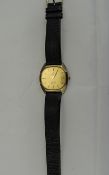 Omega 9ct Gold Quartz Constellation 1970's Wrist Watch with Original Leather Strap.