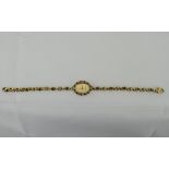 Ladies 18ct Gold Bueche Girod Wristwatch, Oval Shaped Gilt Dial, The Bezel And Chain Link Bracelet