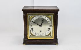 Elliot Chiming Mantle Clock Silvered Chapter Dial, Gilt Spandrels And Roman Numerals,