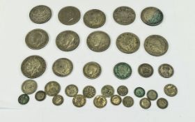A Collection of Silver Crowns etc, Dated Between 1920's & 1945. All Coins 50% Sterling Silver. 401.