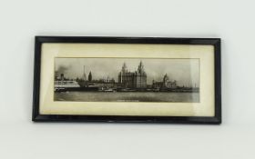 Framed Liverpool Photograph Early To Mid 20thC Photo, The Liver Building From The River Mersey,