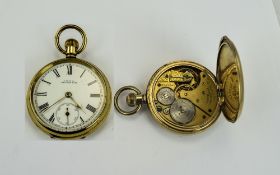 American Watch Co Waltham Gold Plated Open Faced Pocket Watch. c.1900.