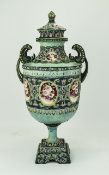 Nippon Moriage Porcelain Twin Handled Vase/Urn Early 20thC,