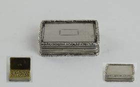 George IIII Very Fine Silver Hinged Vinaigrette with Silver Gilt Interior.