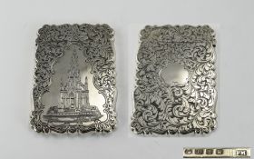 Victorian Mid 19th Century Fine Quality Ornate And Shaped Silver Hinged Card Case.