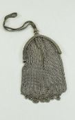 Antique Fine Silver Mesh Purse/ Bag. Nice Condition and Style. Not Marked but Tests 925 Silver.