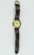 Accurist Alarm Gold Plated Gents Wrist Watch, with Original Accurist Leather Strap,