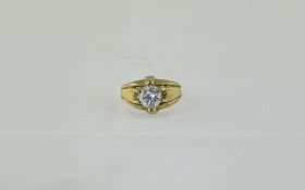 A Gents 9ct Gold Set Single Stone Dress Ring. Fully Hallmarked for 9ct. In Excellent Condition. 5.