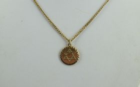 A 9ct Gold Star of David Pendant Attached to a 9ct Gold Chain.