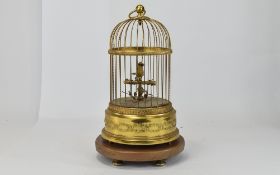 Swiss - Musical Automaton Singing Bird In Cage, Moves and Sings with Key wind Movement,