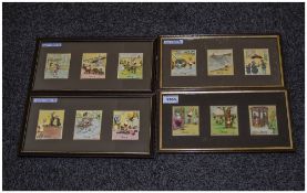 Four Glazed Frames Containing 12 Kensitas Cigarette Cards "Henry" c1936