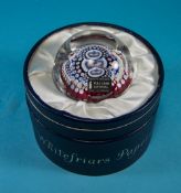 Whitefriars Crystal Paperweight. Silver Jubilee of the Queen and Duke of Edinburgh 1952-1977.