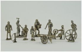 A Collection of Silver Plated Pewter Figures (12) in total. Various subjects and sizes.