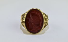 Gents 9ct Gold Set Intaglio Ring. Fully Hallmarked. 6.9 grams.