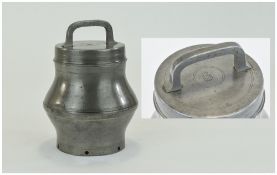 Pewter Storage Milk Container, Screw Down Lid With Further Inner Air Tight Cover,
