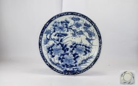 Chinese 19th Century Large Hand Painted Blue and White Charger / Dish,