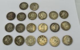 A Collection of Georgian and Victorian Silver Florins 20 in total.