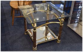 Modern Glass Topped Coffee Table Brass Swan Supports,