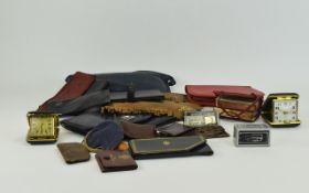 Mixed Lot Comprising Leather Purses/Wallets, Travel Clocks,
