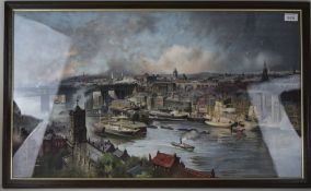 Niels Møller Lund Framed Print/Lithograph City Of Newcastle, 19x32 Inches