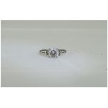 14ct White Gold Set Single Stone ( CZ ) Dress Ring. The Shank Marked 585. Excellent Condition, Looks