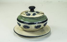 James Macintyre Lidded Pot And Attached Stand 'Cornflower' Design Circa. 1903, 4'' High