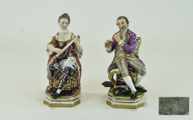Niderviller Finely Painted Pair of Porcelain Figures of a Gentleman and Lady Playing Musical