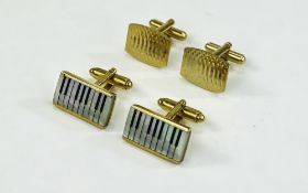 Gents Vintage Pair of 22ct Gold Plated Piano Keyboard Cufflinks with Original Box + Gents Pair of