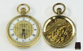 Joseph Sewill Large Gold Plated 199975 Large Open Faced Certified Chronometer Pocket Watch,