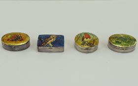 An Elizabeth II Nice Quality Collection of Hand Painted and Silver Pill Boxes,