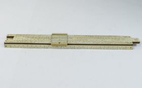 A Vintage Slide Rule From The 1960's, 12.52'' In Length, Made Of Bone, With Original 2 Piece Box