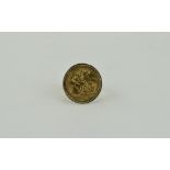 9ct Gold Set 22ct Half Sovereign Ring. Fully Hallmarked Shank. Total Weight 9.9 grams.