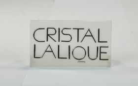 Lalique Crystal - Display Shop Sign. Height 3 Inches, Width 5.25 Inches. Excellent Condition.