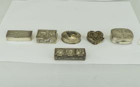 Very Good Collection of Quality and Interesting Vintage and Late 20th Century Silver Pill Boxes.
