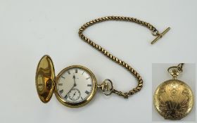 Elgin - Ornate and Impressive Gold Plated Full Hunter Pocket Watch with Art Nouveau Decoration to