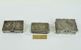 A Trio of High Quality and Heavy Silver Pill Boxes From The 1970's - 1980's.