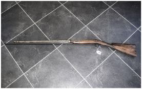19thC Percussion Rifle, display purposes only, lacking lock. Steel barrel 33 .75 inches.