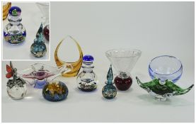 A Good Collection of Modern Studio And Glass Items 10 in Total. Includes Caithness Paperweight.
