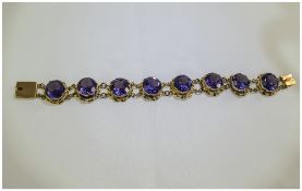 Russian Faux Alexandrite 19th Century Bracelet, comprising eight large, faceted, round cut faux