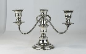 Edwardian Nice Quality Silver Plated 3 Branch Candelabra, In Nice Condition and Heavy. 7.