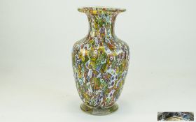 Alberto Dona Murano Millefiori Baluster Vase, entirely formed with millefiori pieces, enhanced