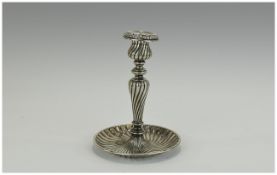 Swedish - Antique Silver Candlestick and Holder / Tray with Ribbed Effect Design to Column and