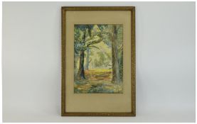 Framed Watercolour Sunlight In Trees,